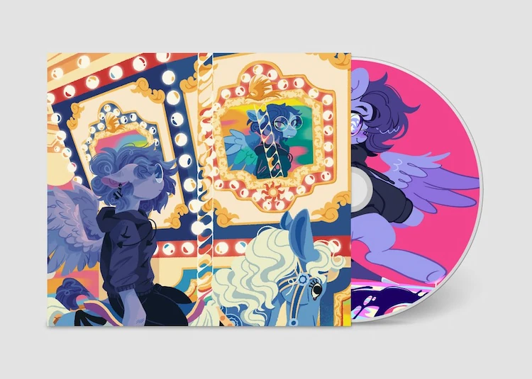 The CD case featuring the carousel illustration.