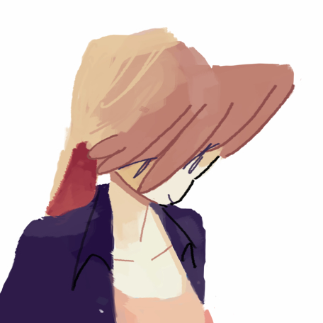 A headshot of pink rabbit.