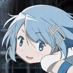 A headshot of Sayaka Miki from Puella Magi Madoka Magica.